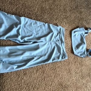 Two piece suite crop top long flowy pant